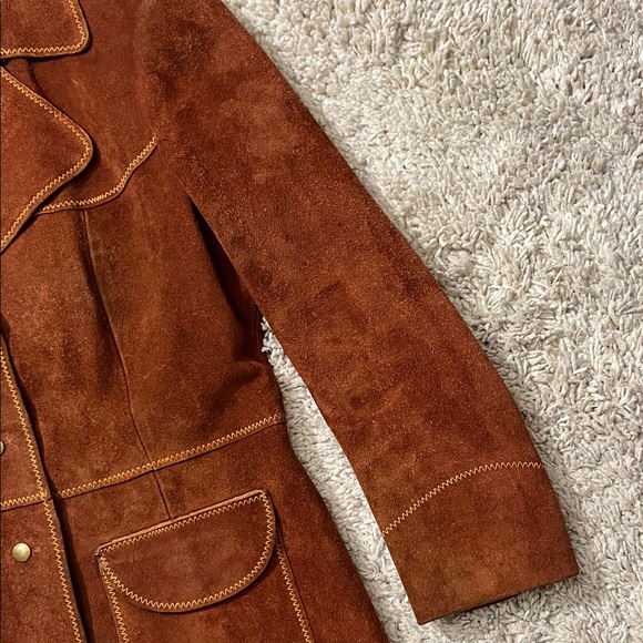Rare Vintage Rust Brown Suede Button-Front Jacket - Picture 5 of 16
